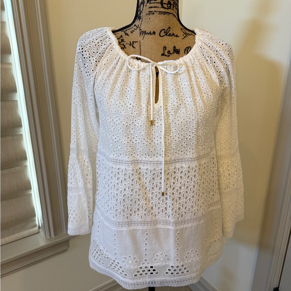Ralph Lauren - White Eyelet Women's Top - Size S - 100% cotton